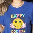 Happy Dot Day Hippie Flowers Smile Face Groovy Teacher Kids Women's Heather T-Shirt Heather True Royal Happy Dot Day Hippie Flowers Smile Face Groovy Teacher Kids Women's Heather T-Shirt Heather True Royal