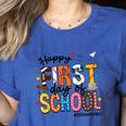 Happy First Day Of School PE Teacher Life Back To School Women's Heather T-Shirt Heather True Royal Happy First Day Of School PE Teacher Life Back To School Women's Heather T-Shirt Heather True Royal