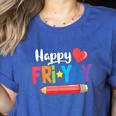 Happy Fri-Yay Friday Lovers Fun Teacher Life Weekend Women's Heather T-Shirt Heather True Royal Happy Fri-Yay Friday Lovers Fun Teacher Life Weekend Women's Heather T-Shirt Heather True Royal
