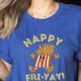 Happy Fri Yay Retro French Fries Friday Lovers Fun Teacher Women's Heather T-Shirt Heather True Royal