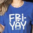 Happy Friyay Teacher Shirt Cute Teacher Fashion Fri-Yay Women's Heather T-Shirt Heather True Royal