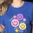 Happy To See Your Face Teacher Flower Back To School Women's Heather T-Shirt Heather True Royal
