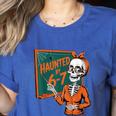 Haunted By 6-7 Six Seven 67 Math Teacher Halloween Skeleton Women's Heather T-Shirt Heather True Royal Haunted By 6-7 Six Seven 67 Math Teacher Halloween Skeleton Women's Heather T-Shirt Heather True Royal