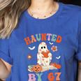 Haunted By 67 Boo Ghost Teacher 6 7 Halloween Costume Women's Heather T-Shirt Heather True Royal