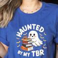 Haunted By My TBR Cute Ghost Book Reading Teacher Halloween Women's Heather T-Shirt Heather True Royal