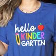 Hello Kindergarten Team Kinder Back To School Teacher Kids Women's Heather T-Shirt Heather True Royal