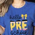 Hello Pre-K Preschool Back To School First Day Teacher Kids Women's Heather T-Shirt Heather True Royal Hello Pre-K Preschool Back To School First Day Teacher Kids Women's Heather T-Shirt Heather True Royal