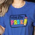 Hello Pre-K Team Preschool Teacher Kids Back To School Women's Heather T-Shirt Heather True Royal Hello Pre-K Team Preschool Teacher Kids Back To School Women's Heather T-Shirt Heather True Royal