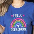 Hello Preschool Teacher Student Girls Rainbow Back To School Women's Heather T-Shirt Heather True Royal