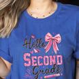 Hello Second Grade First Day Of School Coquette Teacher Girl Women's Heather T-Shirt Heather True Royal Hello Second Grade First Day Of School Coquette Teacher Girl Women's Heather T-Shirt Heather True Royal