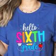Hello Sixth Grade Cute Back To School 6th Grade Teacher Kids Women's Heather T-Shirt Heather True Royal Hello Sixth Grade Cute Back To School 6th Grade Teacher Kids Women's Heather T-Shirt Heather True Royal
