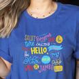 Hello Word In Different Languages Travel And Teacher Lover Women's Heather T-Shirt Heather True Royal Hello Word In Different Languages Travel And Teacher Lover Women's Heather T-Shirt Heather True Royal