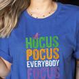 Hocus Pocus Everybody Focus Teacher Halloween Women's Heather T-Shirt Heather True Royal