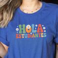 Hola Estudiantes Spanish Teacher Women's Heather T-Shirt Heather True Royal Hola Estudiantes Spanish Teacher Women's Heather T-Shirt Heather True Royal