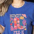 Howdy Pre-K Cowgirls Teacher Back To School Women's Heather T-Shirt Heather True Royal