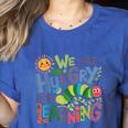 We Are Hungry For Learning Teacher Life Back To School Women's Heather T-Shirt Heather True Royal We Are Hungry For Learning Teacher Life Back To School Women's Heather T-Shirt Heather True Royal