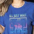 I'Ll Just Wait Until It's Quiet Skeleton Messy Bun Teacher Women's Heather T-Shirt Heather True Royal I'Ll Just Wait Until It's Quiet Skeleton Messy Bun Teacher Women's Heather T-Shirt Heather True Royal