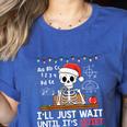 I'Ll Just Wait Until It's Quiet Skeleton Teacher Christmas Women's Heather T-Shirt Heather True Royal I'Ll Just Wait Until It's Quiet Skeleton Teacher Christmas Women's Heather T-Shirt Heather True Royal