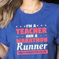 I'm A Teacher And A Marathon Runner Don't Underestimate Me Men Women Women's Heather T-Shirt Heather True Royal
