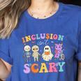 Inclusion Isn't Scary Ghost Halloween SLP Sped Teacher Women's Heather T-Shirt Heather True Royal Inclusion Isn't Scary Ghost Halloween SLP Sped Teacher Women's Heather T-Shirt Heather True Royal