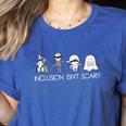 Inclusion Isn't Scary Slp Halloween Sped Teacher Ghost Mummy Women's Heather T-Shirt Heather True Royal Inclusion Isn't Scary Slp Halloween Sped Teacher Ghost Mummy Women's Heather T-Shirt Heather True Royal