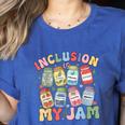 Inclusion Is My Jam SPED Teacher Special Education Life Women's Heather T-Shirt Heather True Royal