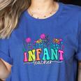 Infant Teacher Floral First Day Back To School Teaching Women's Heather T-Shirt Heather True Royal