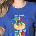 I Am Their Voice They Are My Heart Autism Awareness Teacher Women's Heather T-Shirt Heather True Royal