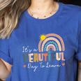 It's A Beautiful Day To Learn Cute Rainbow Boho Teacher Women's Heather T-Shirt Heather True Royal