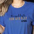 It's a Good Day To Run And Play Leopard PE Teacher Life Women's Heather T-Shirt Heather True Royal