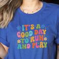 Its A Good Day To Run And Play PE Teacher Physical Education Women's Heather T-Shirt Heather True Royal Its A Good Day To Run And Play PE Teacher Physical Education Women's Heather T-Shirt Heather True Royal