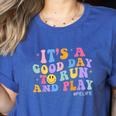 Its A Good Day To Run And Play PE Teacher Must Have Women's Heather T-Shirt Heather True Royal Its A Good Day To Run And Play PE Teacher Must Have Women's Heather T-Shirt Heather True Royal