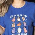 It’s Okay To Feel All The Feels Special Ed Teacher Halloween Women's Heather T-Shirt Heather True Royal