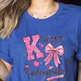 K Is For Kindergarten Teacher Coquette Bow Back To School Women's Heather T-Shirt Heather True Royal