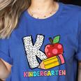 K Is For Kindergarten Teacher Pencil Apple Back To School Women's Heather T-Shirt Heather True Royal K Is For Kindergarten Teacher Pencil Apple Back To School Women's Heather T-Shirt Heather True Royal