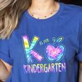 K Is For Kindergarten Teacher Tie Dye Back To School Kinder Women's Heather T-Shirt Heather True Royal K Is For Kindergarten Teacher Tie Dye Back To School Kinder Women's Heather T-Shirt Heather True Royal