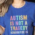 Kids AUTISM IS NOT A TRAGEDY IGNORANCE IS Proud Teacher Crew Women's Heather T-Shirt Heather True Royal Kids AUTISM IS NOT A TRAGEDY IGNORANCE IS Proud Teacher Crew Women's Heather T-Shirt Heather True Royal