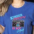 Kindergarten Is My Jam Vintage 80s Boombox Teacher Student Women's Heather T-Shirt Heather True Royal