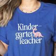 Kindergarten Teacher Dinosaur Back To School Women's Heather T-Shirt Heather True Royal
