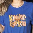 Kindergarten Teacher Fall Pumpkin Autumn Cute Women's Heather T-Shirt Heather True Royal Kindergarten Teacher Fall Pumpkin Autumn Cute Women's Heather T-Shirt Heather True Royal
