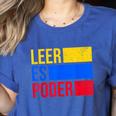 Leer Es Poder Colombian Spanish Teacher Maestra Colombia Women's Heather T-Shirt Heather True Royal