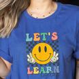 Let's Learn Today Smile Face Back To School For Teacher Kids Women's Heather T-Shirt Heather True Royal Let's Learn Today Smile Face Back To School For Teacher Kids Women's Heather T-Shirt Heather True Royal