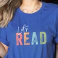 Let's Read Book Nerd Reading Book Lover Librarian Teacher Women's Heather T-Shirt Heather True Royal