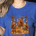 Librarian Turkey Reading Book Fall Thanksgiving Teacher Book Women's Heather T-Shirt Heather True Royal