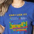 Can I Lick It Periodic Table Science Teacher Student Premium Tri-Blend Women's Heather T-Shirt Heather True Royal Can I Lick It Periodic Table Science Teacher Student Premium Tri-Blend Women's Heather T-Shirt Heather True Royal