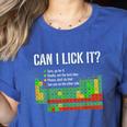 Can I Lick It Periodic Table Science Teacher Student Women's Heather T-Shirt Heather True Royal