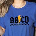 Lightning Pencil Rock'n Roll ABCD Teacher Back To School Kid Women's Heather T-Shirt Heather True Royal Lightning Pencil Rock'n Roll ABCD Teacher Back To School Kid Women's Heather T-Shirt Heather True Royal