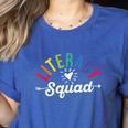 Literacy Squad Reading Teacher Interventionist Specialist Women's Heather T-Shirt Heather True Royal