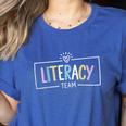 Literacy Team Teacher Women's Heather T-Shirt Heather True Royal Literacy Team Teacher Women's Heather T-Shirt Heather True Royal