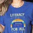 Literacy For All Visually Impaired Braille Teacher The Blind Women's Heather T-Shirt Heather True Royal Literacy For All Visually Impaired Braille Teacher The Blind Women's Heather T-Shirt Heather True Royal
